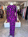 Love Tart blk purple printed maxi dress S