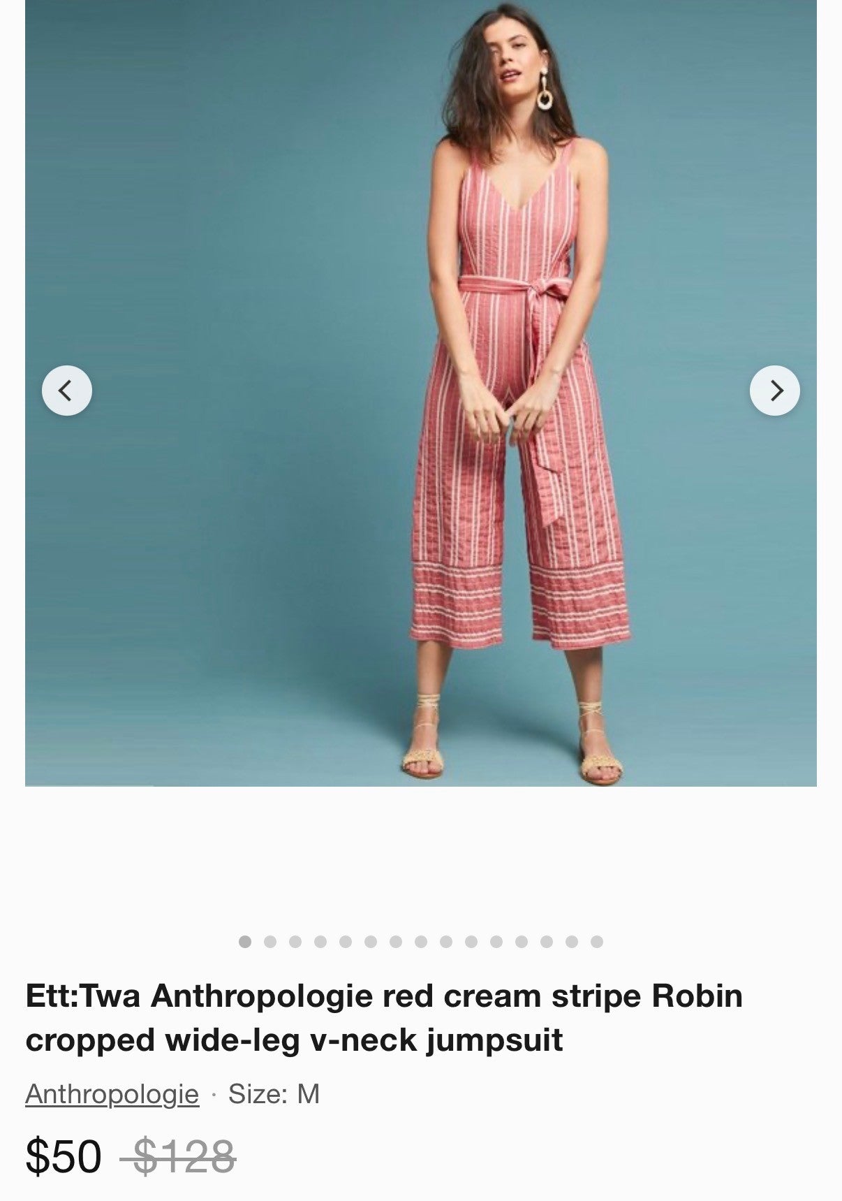 Anthropologie pink striped cotton jumpsuit S RRP R2,500