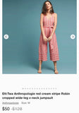 Anthropologie pink striped cotton jumpsuit S RRP R2,500