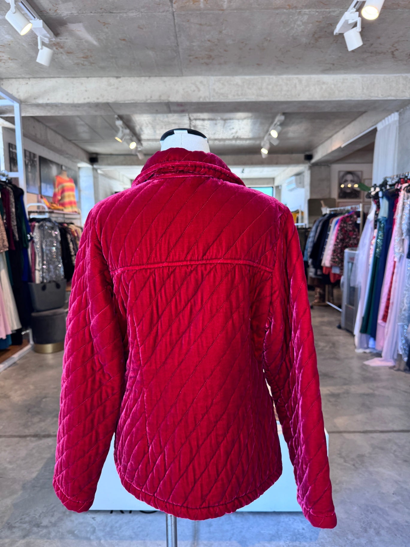 Kiko red quilted velvet field jacket S RRP R2.5