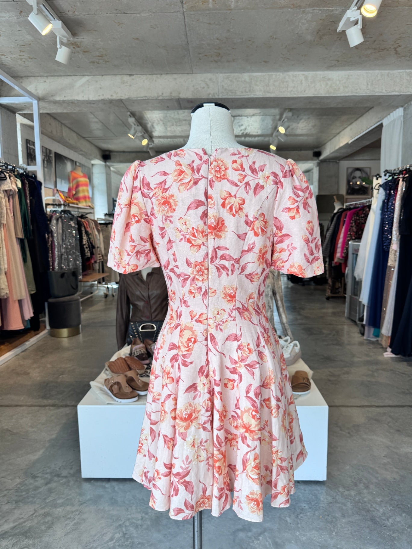 Forever new 100% cotton pink fit & flare floral dress 10