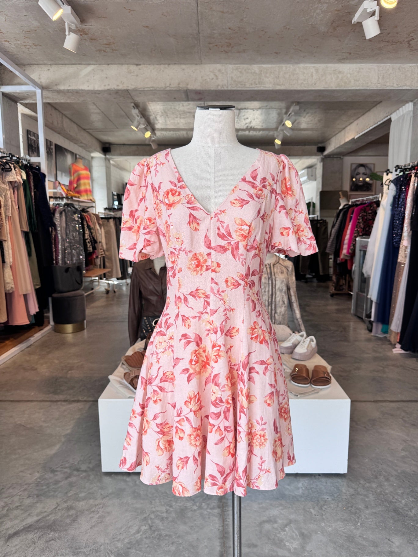 Forever new 100% cotton pink fit & flare floral dress 10