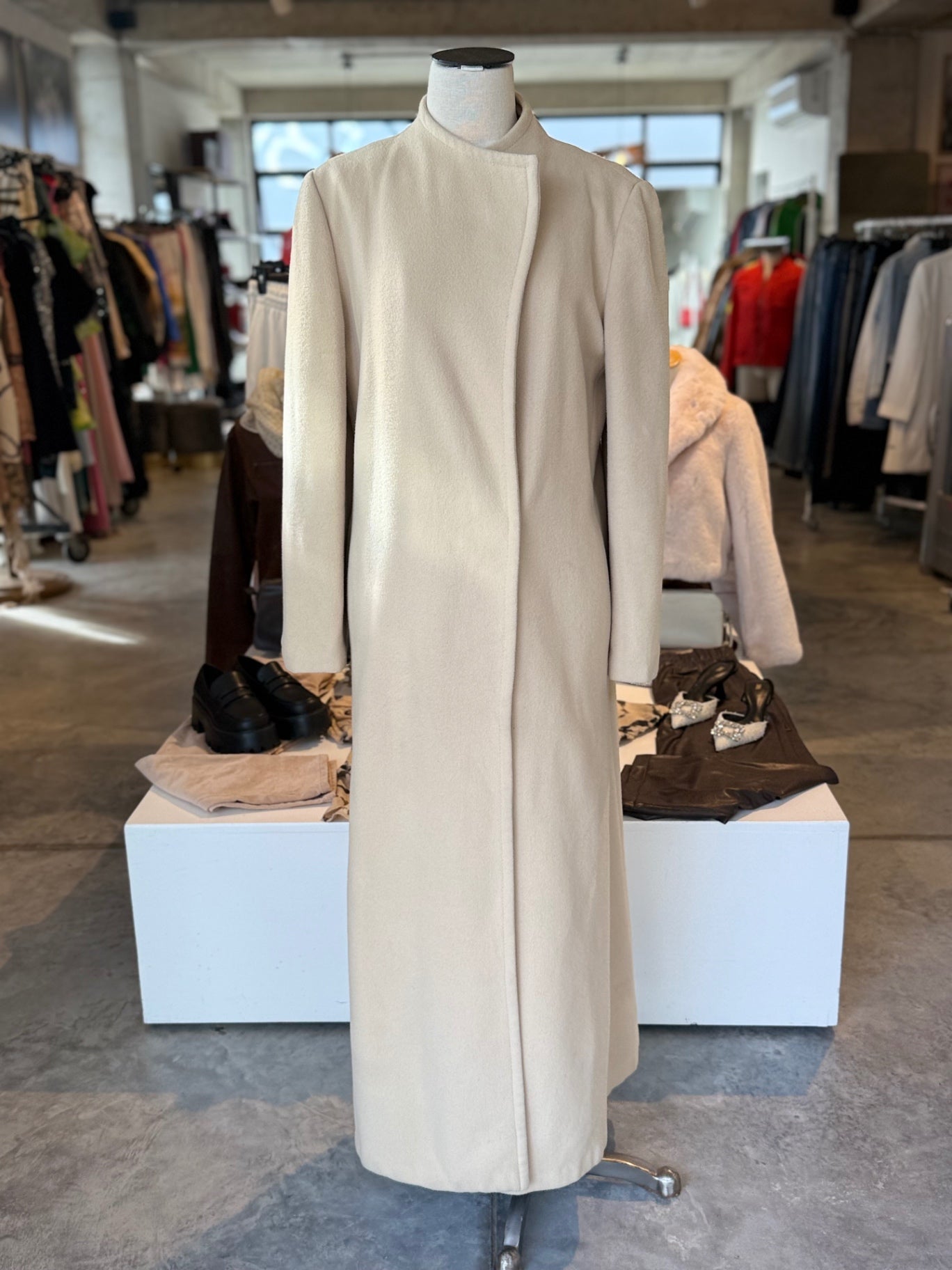 Naf Naf light beige Wool & cashmere long coat size 12