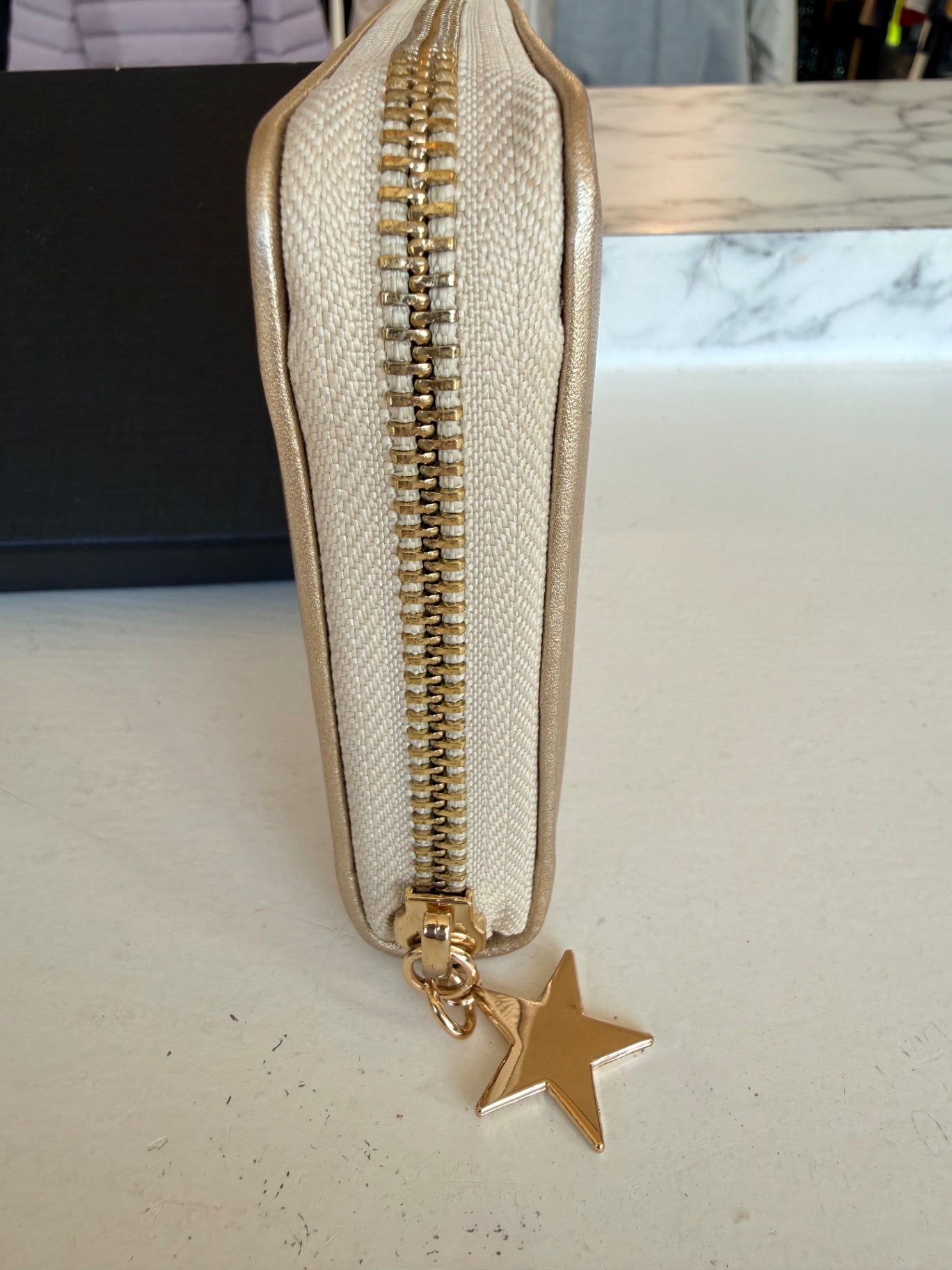 Julz Constance gold zip around wallet NEW