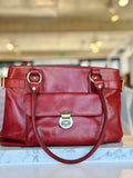 Green Cross Burgundy short handle leather bag