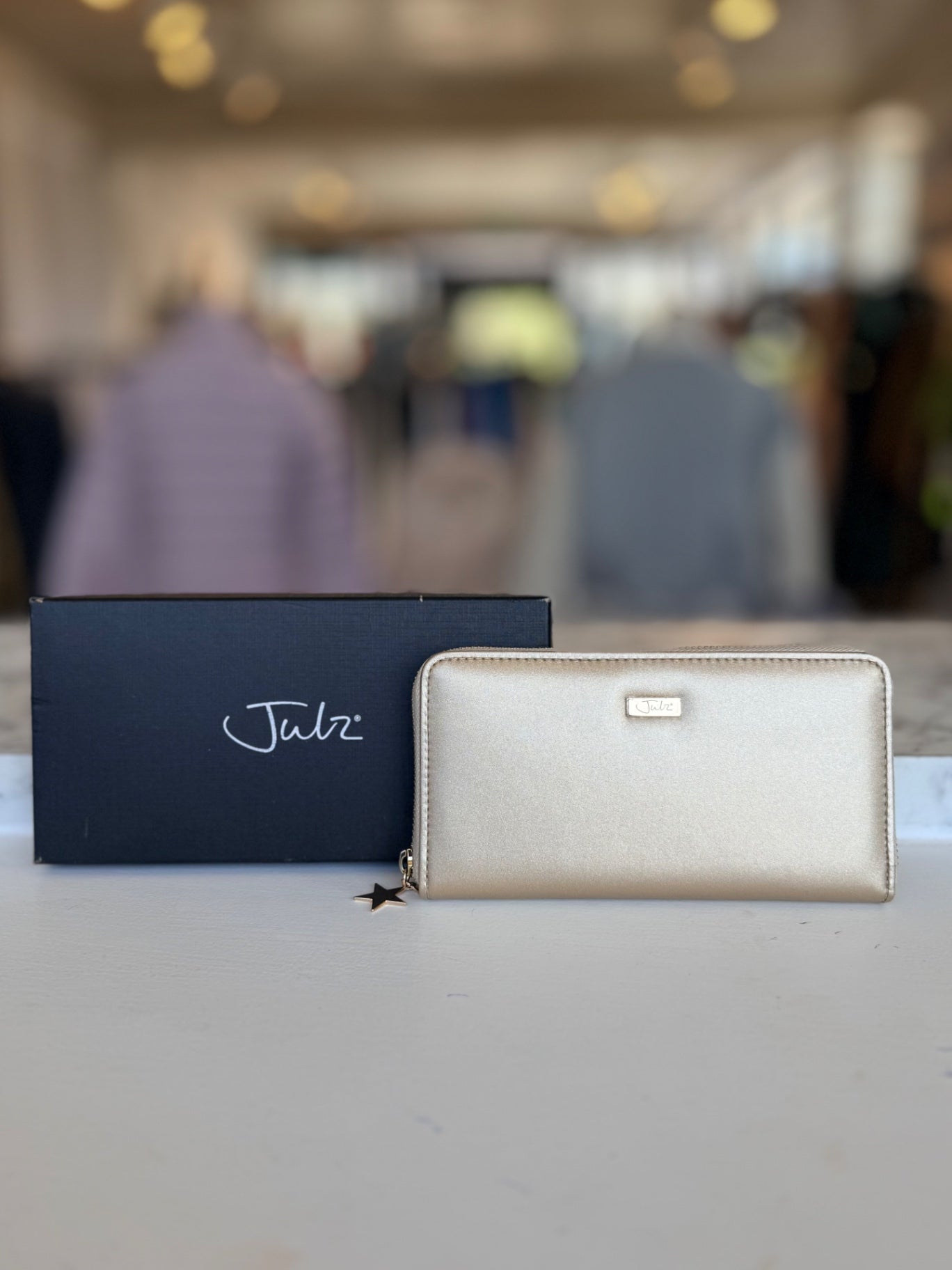 Julz Constance gold zip around wallet NEW