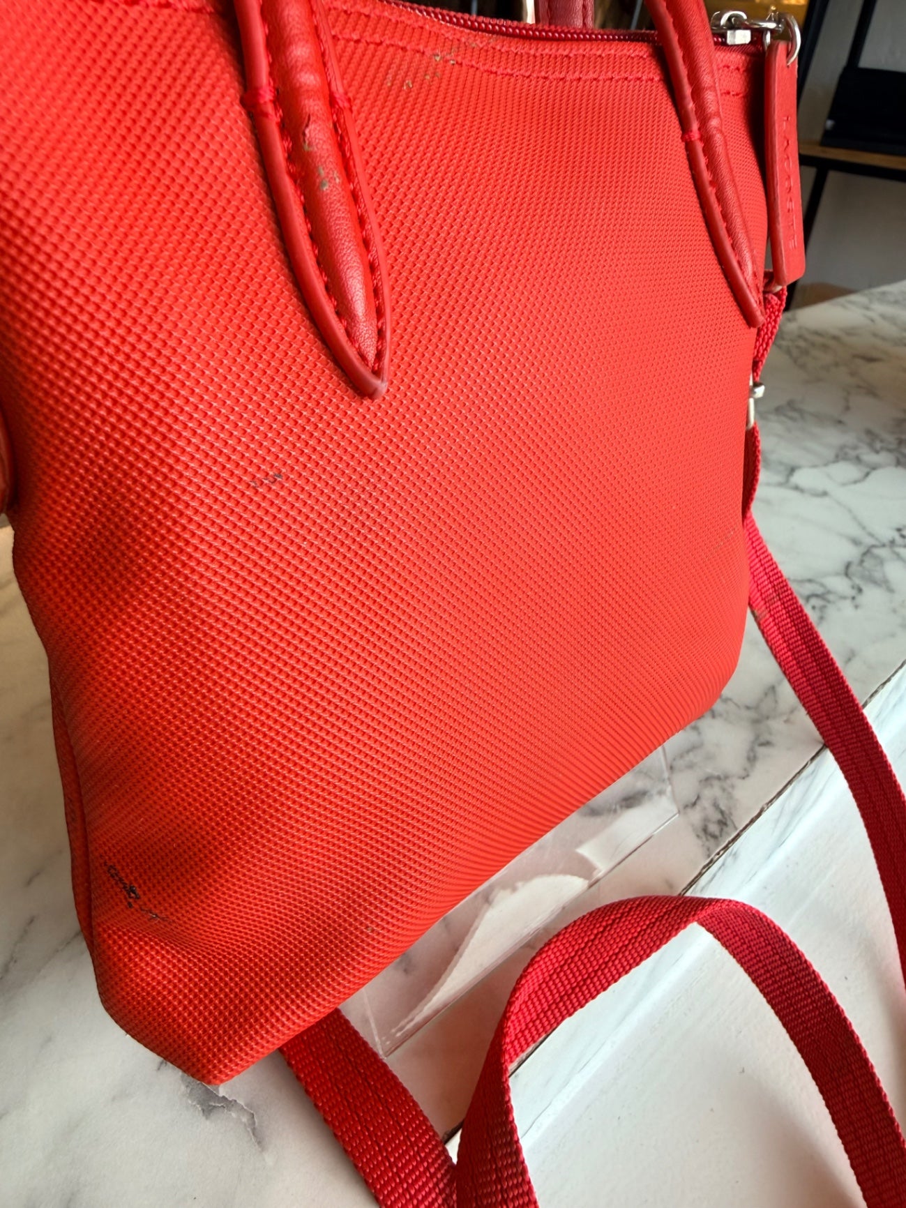 La Coste red mini crossbody bag RRP 2,200