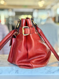 Green Cross Burgundy short handle leather bag
