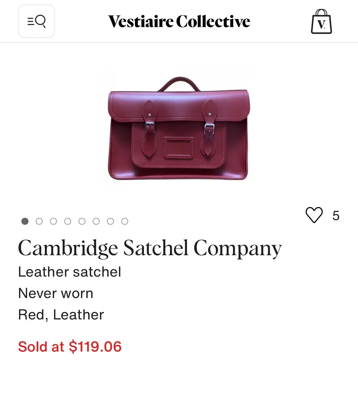Cambridge Satchel red leather laptop bag RRP $235