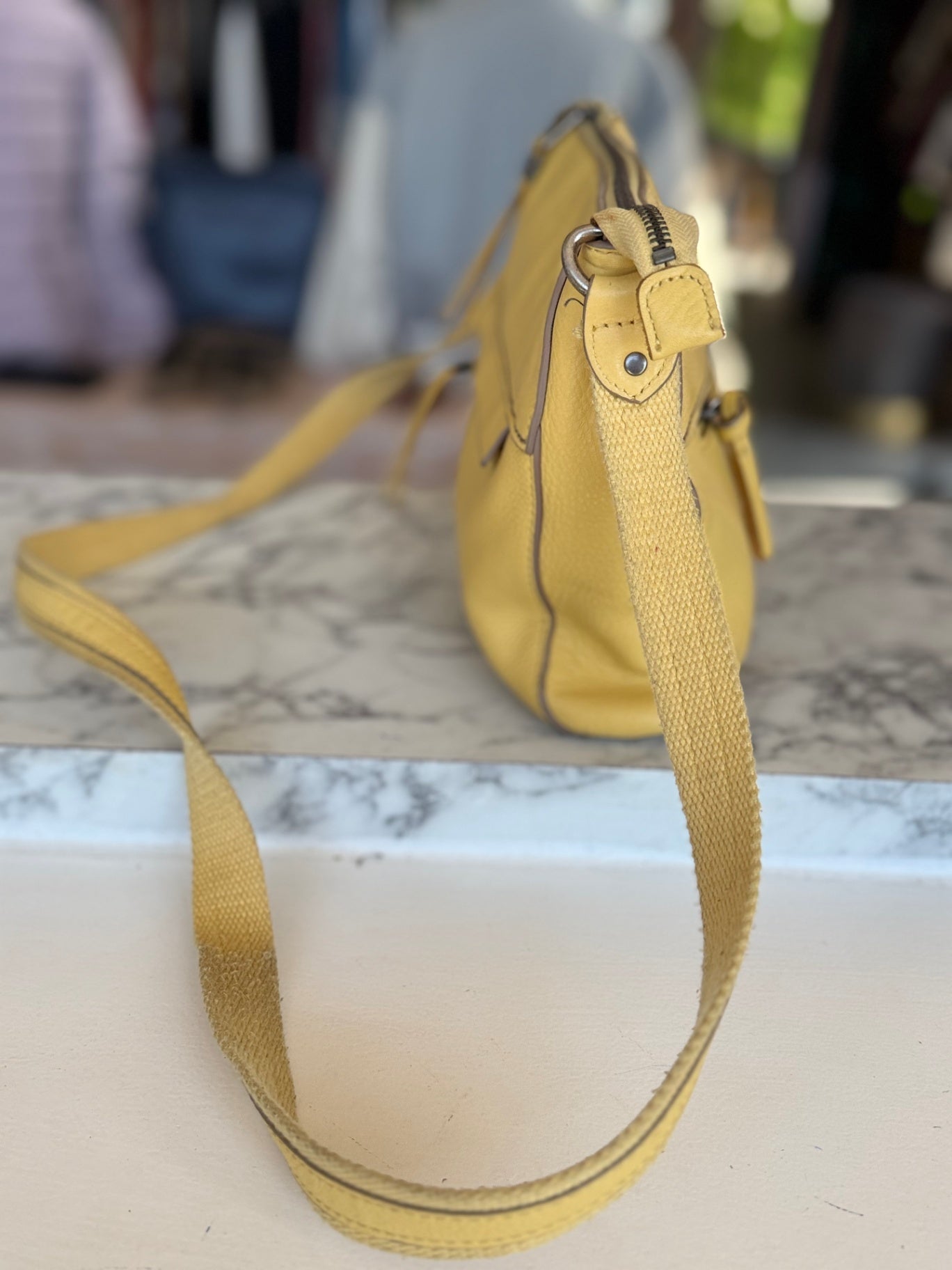 The Sak yellow leather shoulder bag RRP3.2