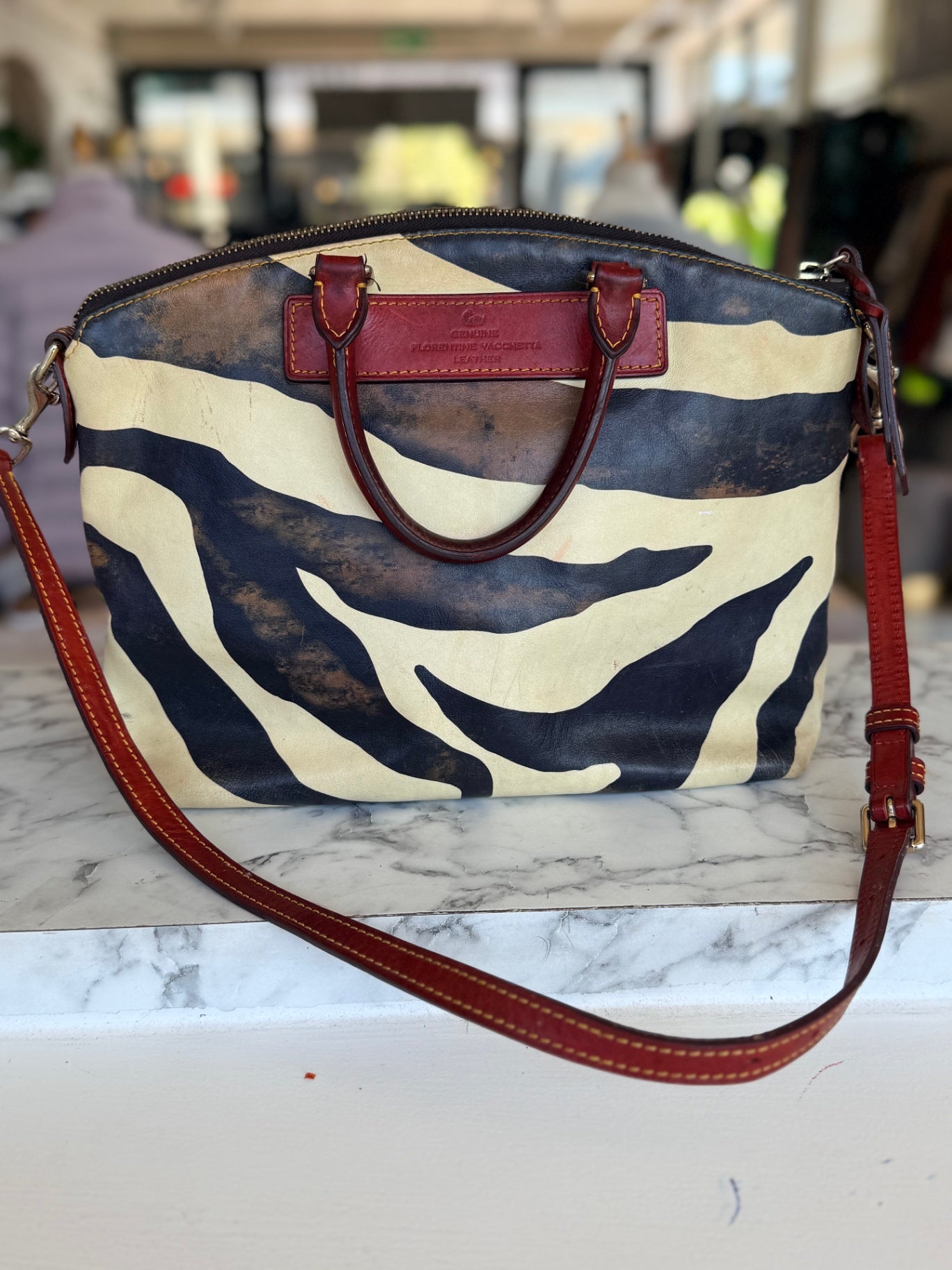Dooney & Bourke zebra print leather bag RRP 6.1K