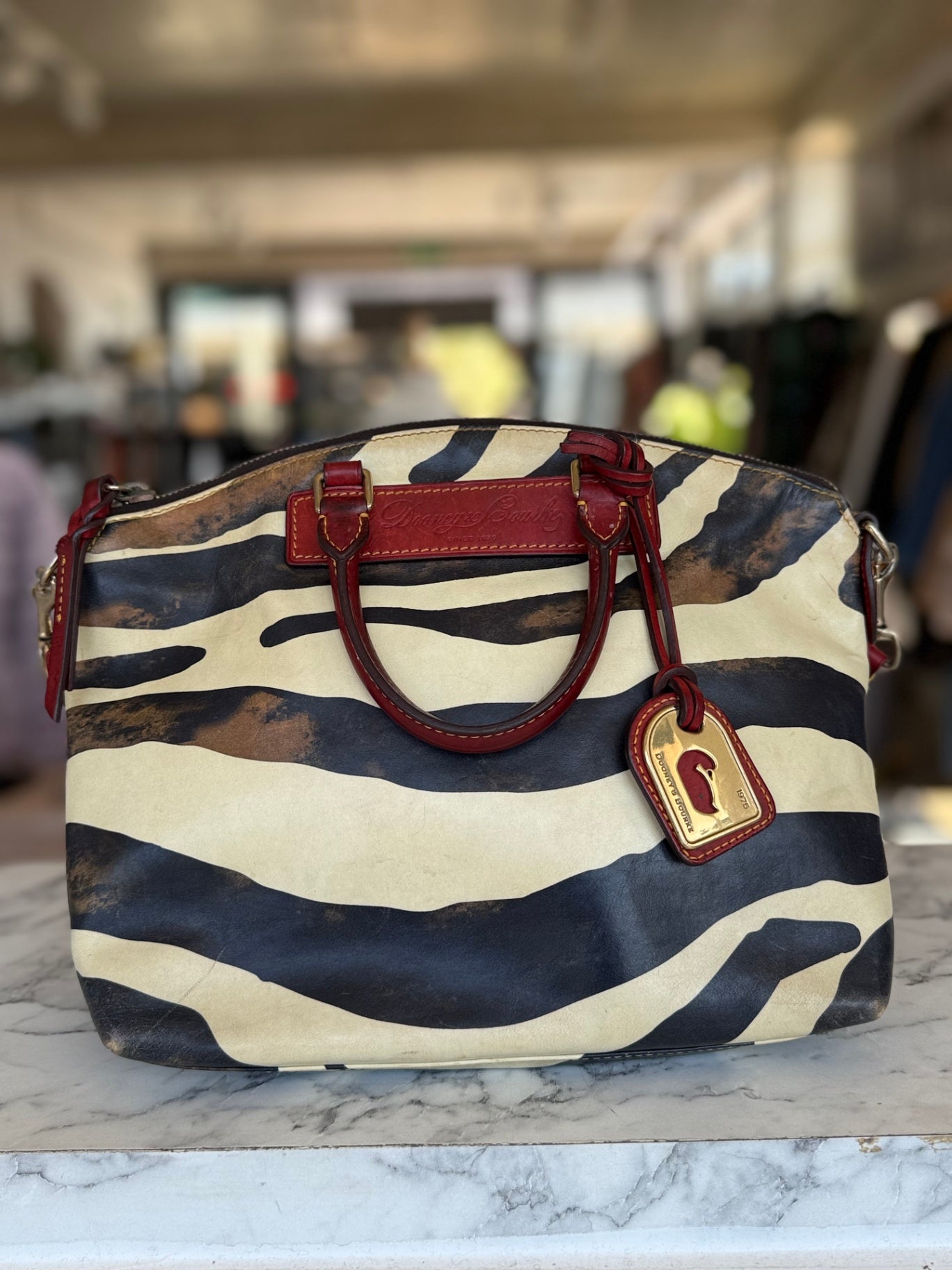 Dooney & Bourke zebra print leather bag RRP 6.1K
