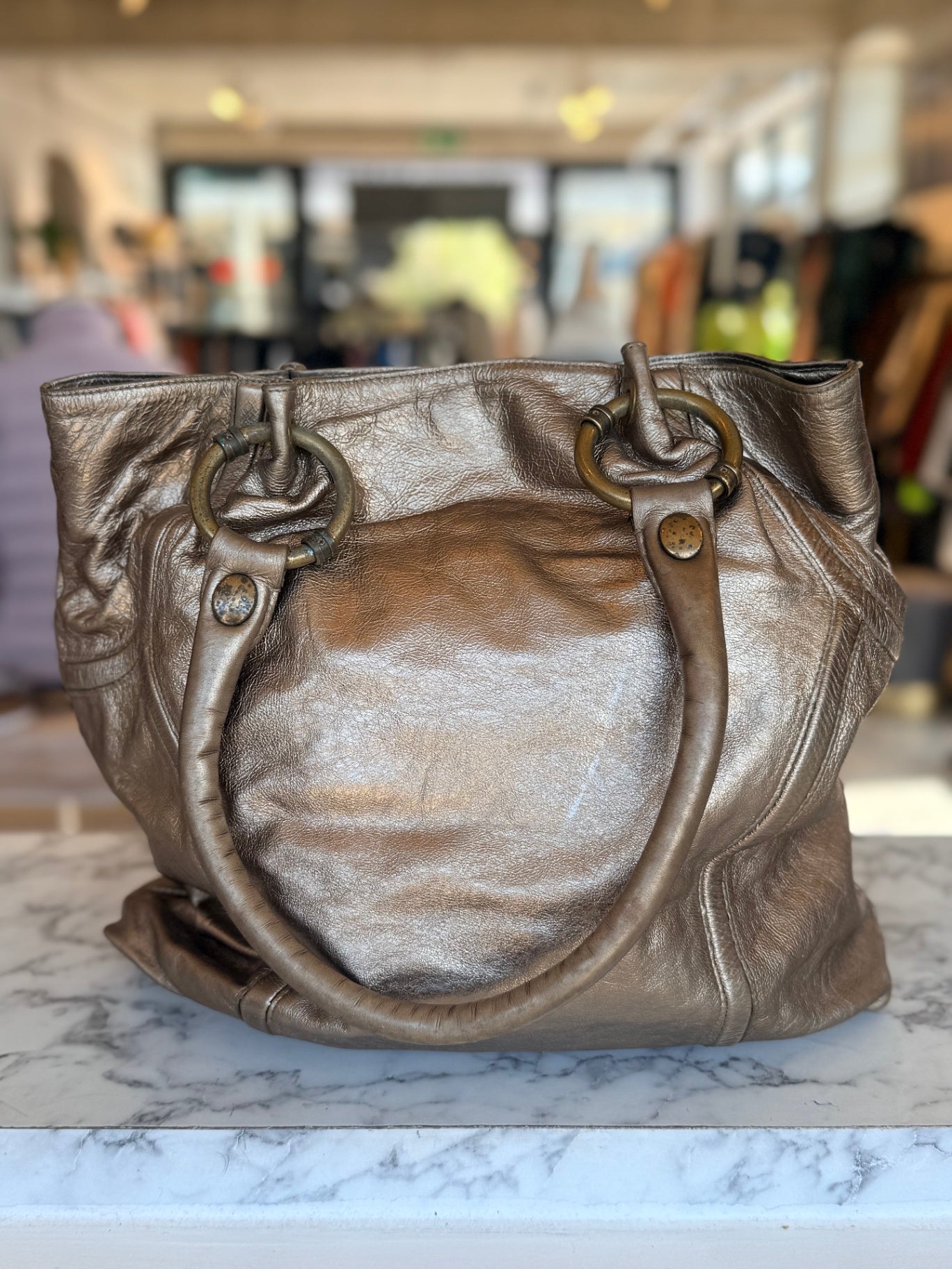 Cole Haan metallic leather tote RRP 4.9K