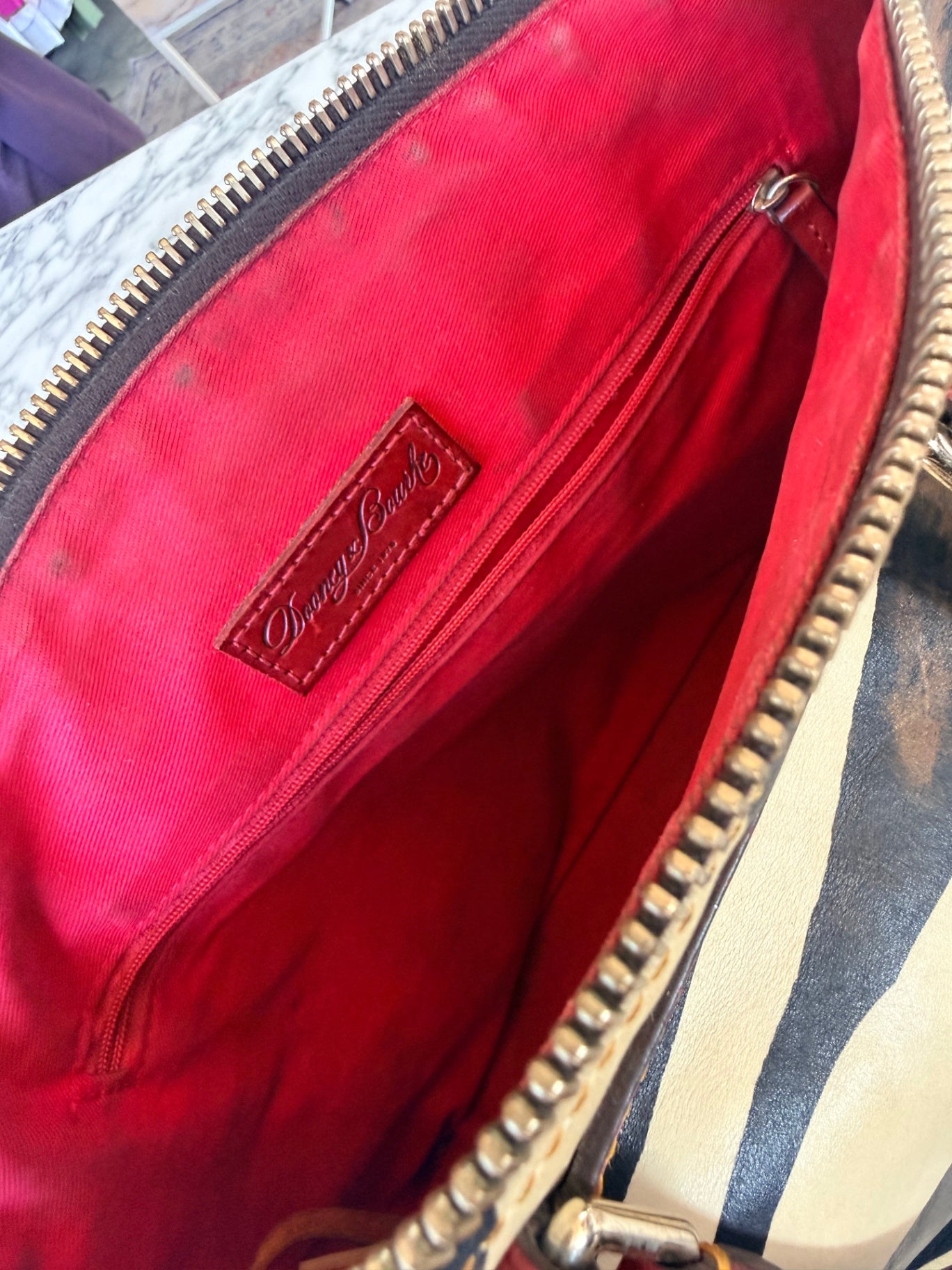 Dooney & Bourke zebra print leather bag RRP 6.1K