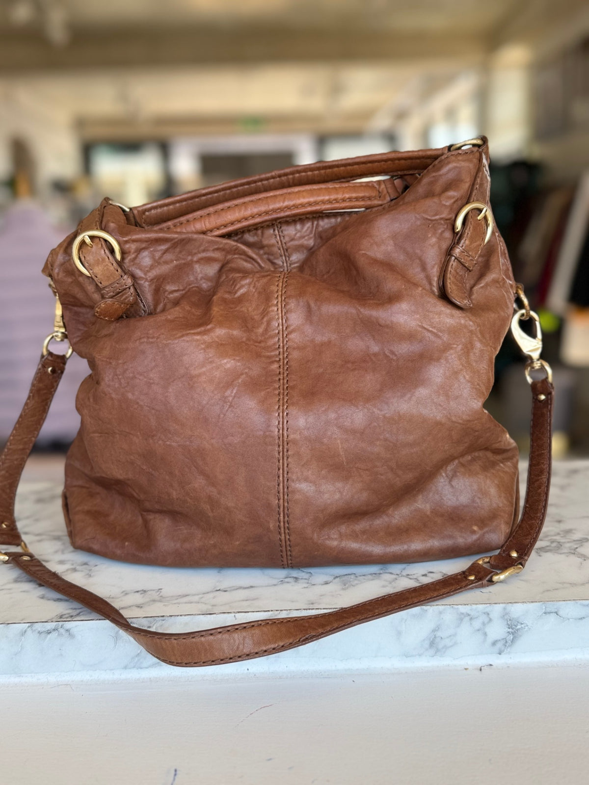 Antonio Melanie tan leather hobo bag RRP 4.5K