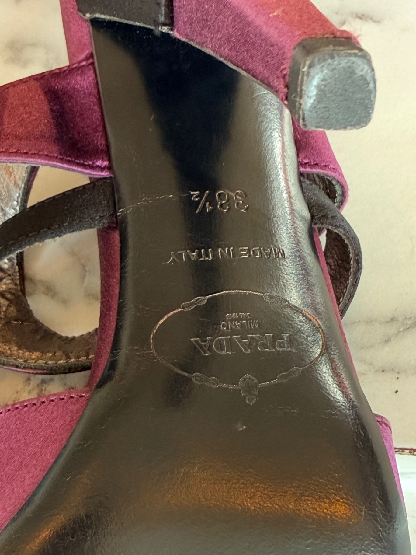Prada purple/black satin heels size 5.5 RRP 15-20K