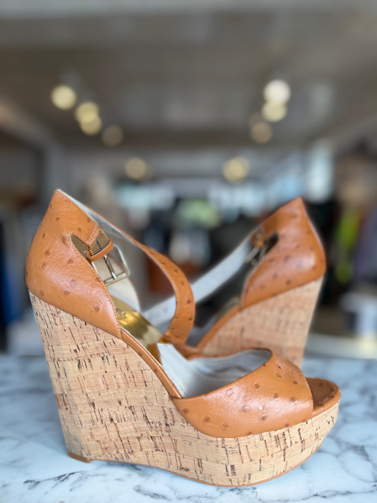 Michael Kors tan leather wedge size 9M RRP4.5K