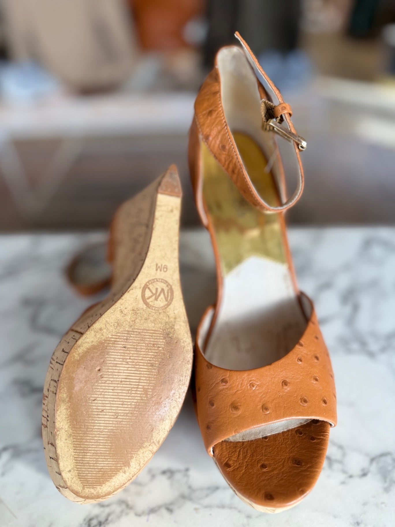 Michael Kors tan leather wedge size 9M RRP4.5K