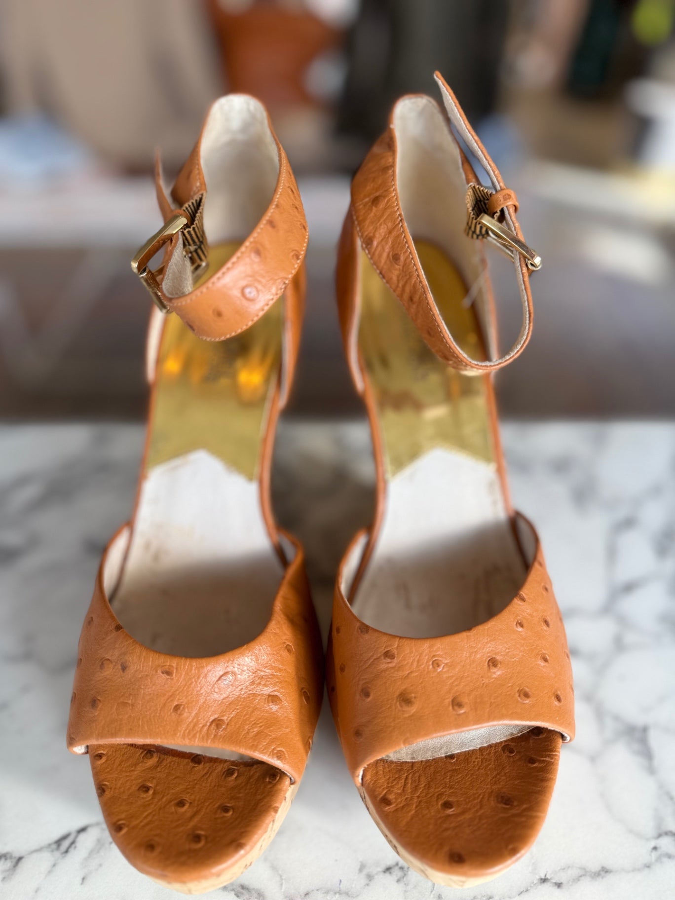 Michael Kors tan leather wedge size 9M RRP4.5K