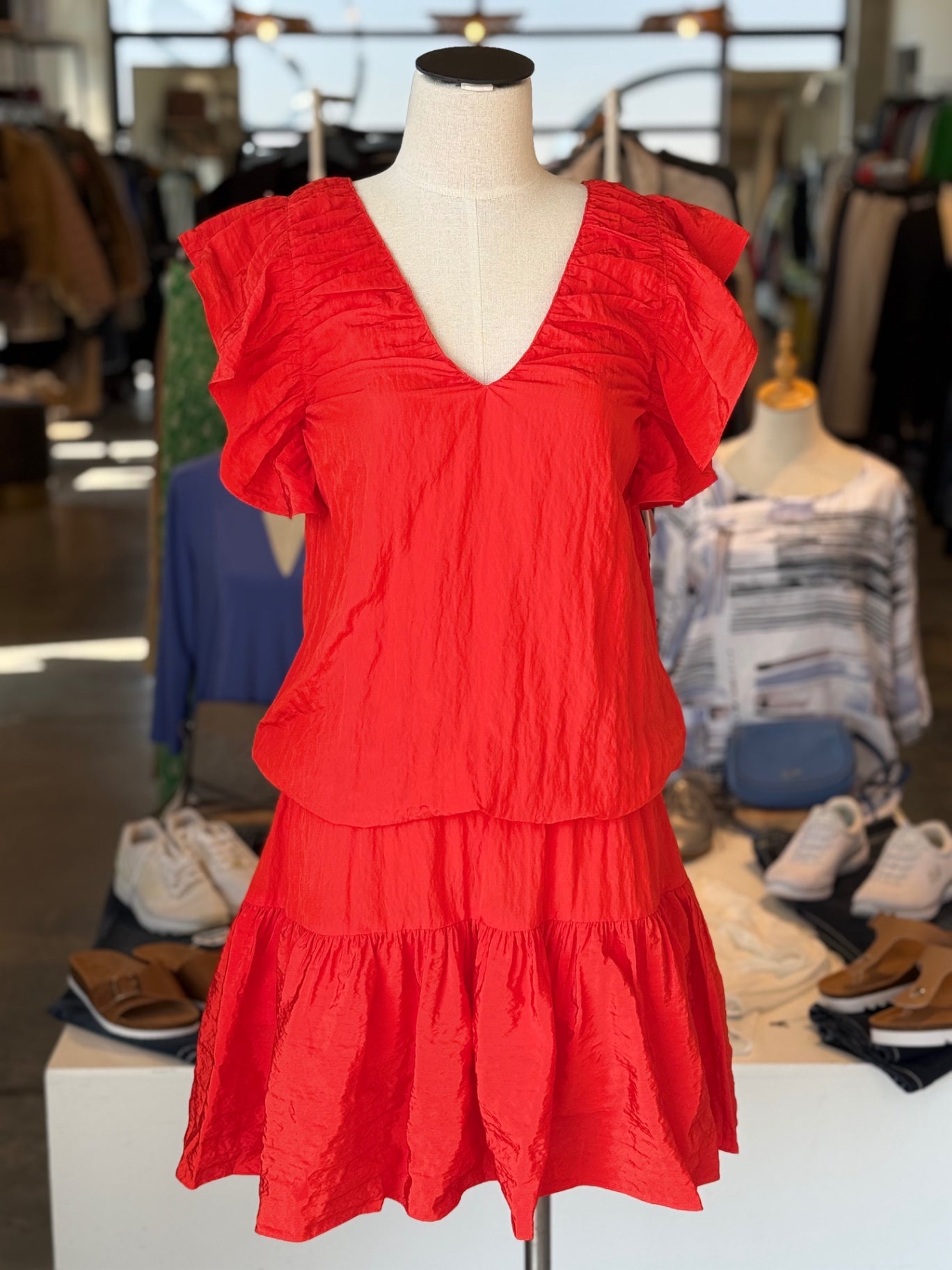 Victoria Beckham bright red/orange ruffle dress NEW 8 RRP $500