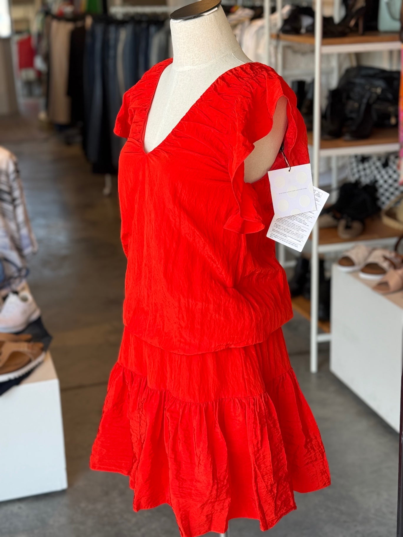 Victoria Beckham bright red/orange ruffle dress NEW 8 RRP $500