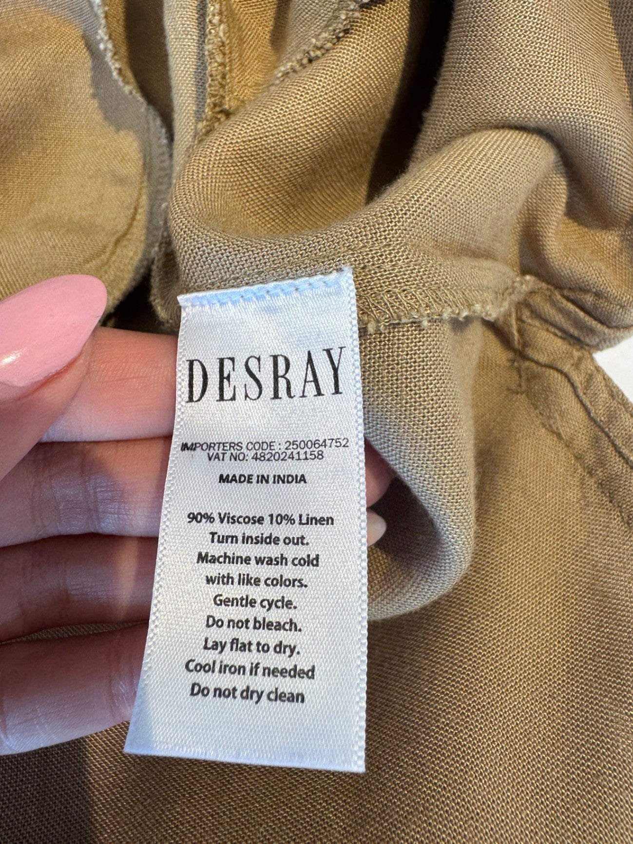 Desray beige maxi dress w white embroidery & belt 30