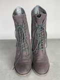 Pringle grey leather combat boot w lace up detail & folded cuff 39 RRP 3.2K