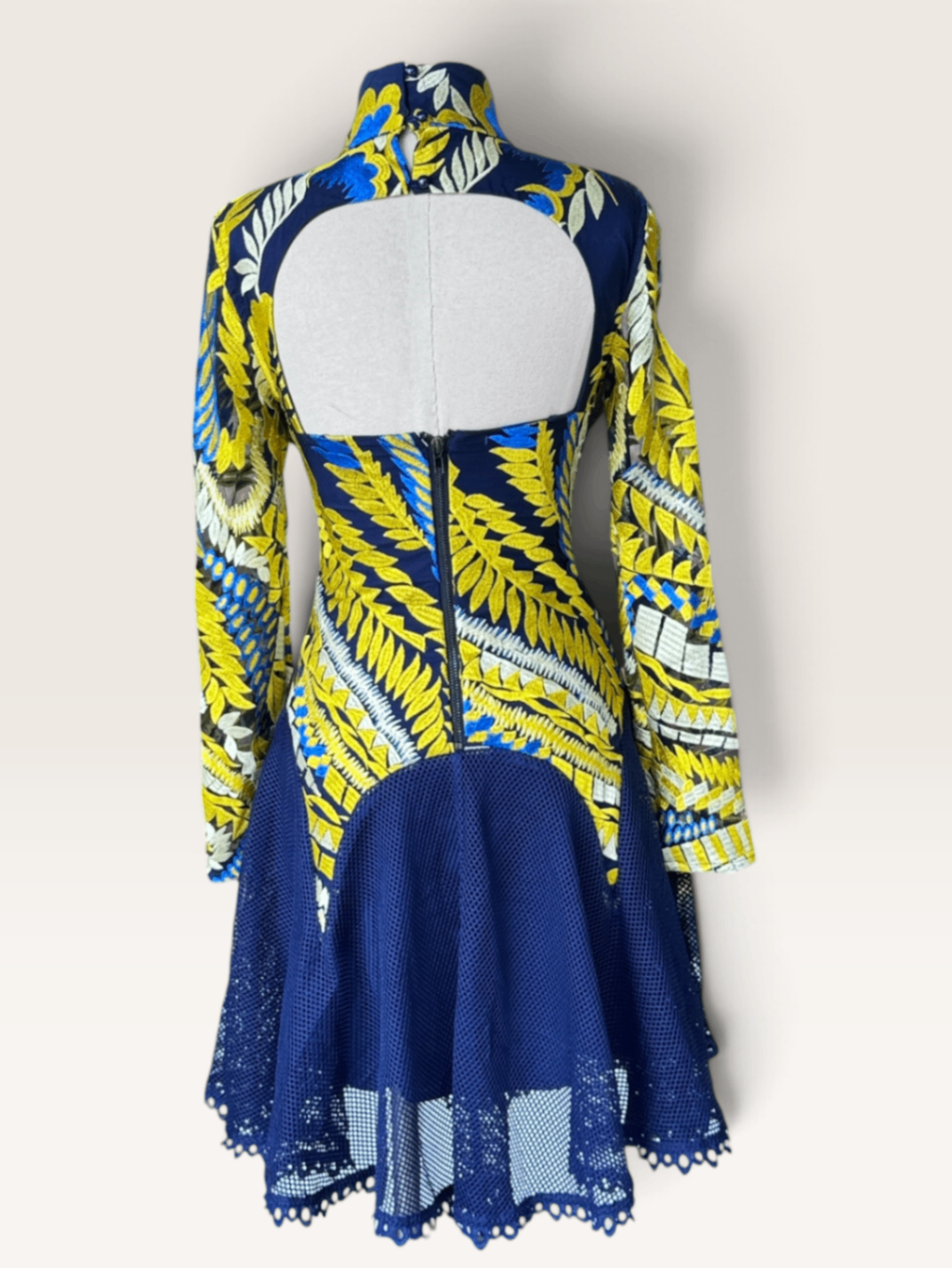 Mossman Navy/yellow hummingbird dress XS RRP R2,699