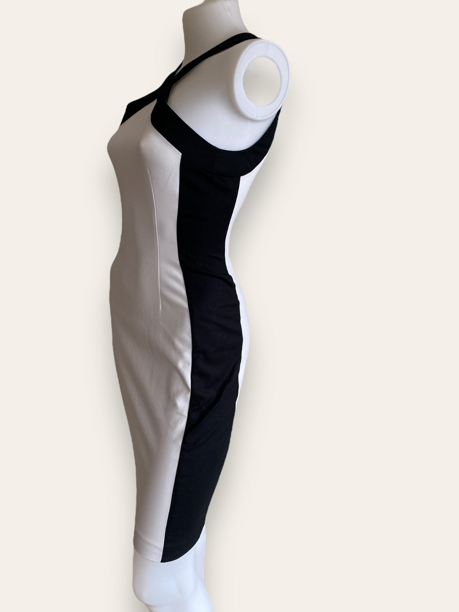 Zara black/white halterneck dress XS