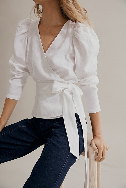 Country Road white wrap linen top 8