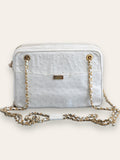 LORENZI white Ostrich skin handbag vintage