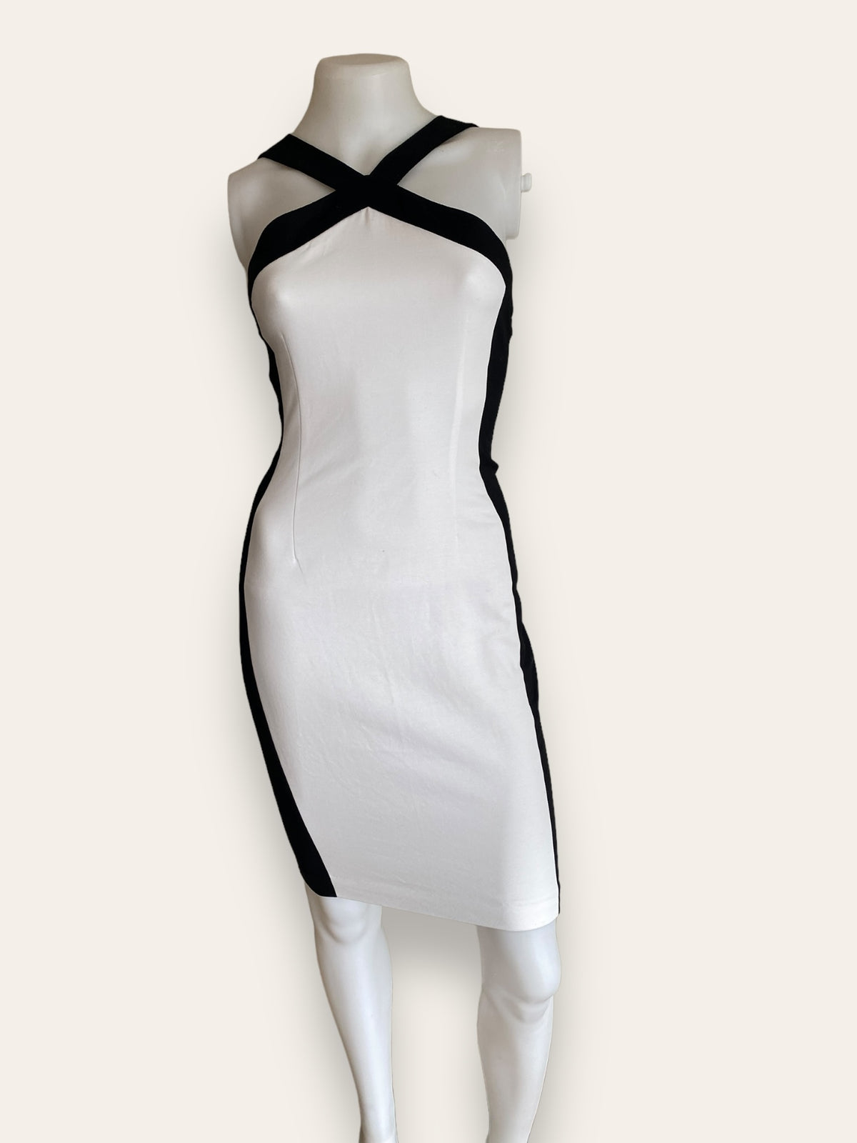 Zara black/white halterneck dress XS