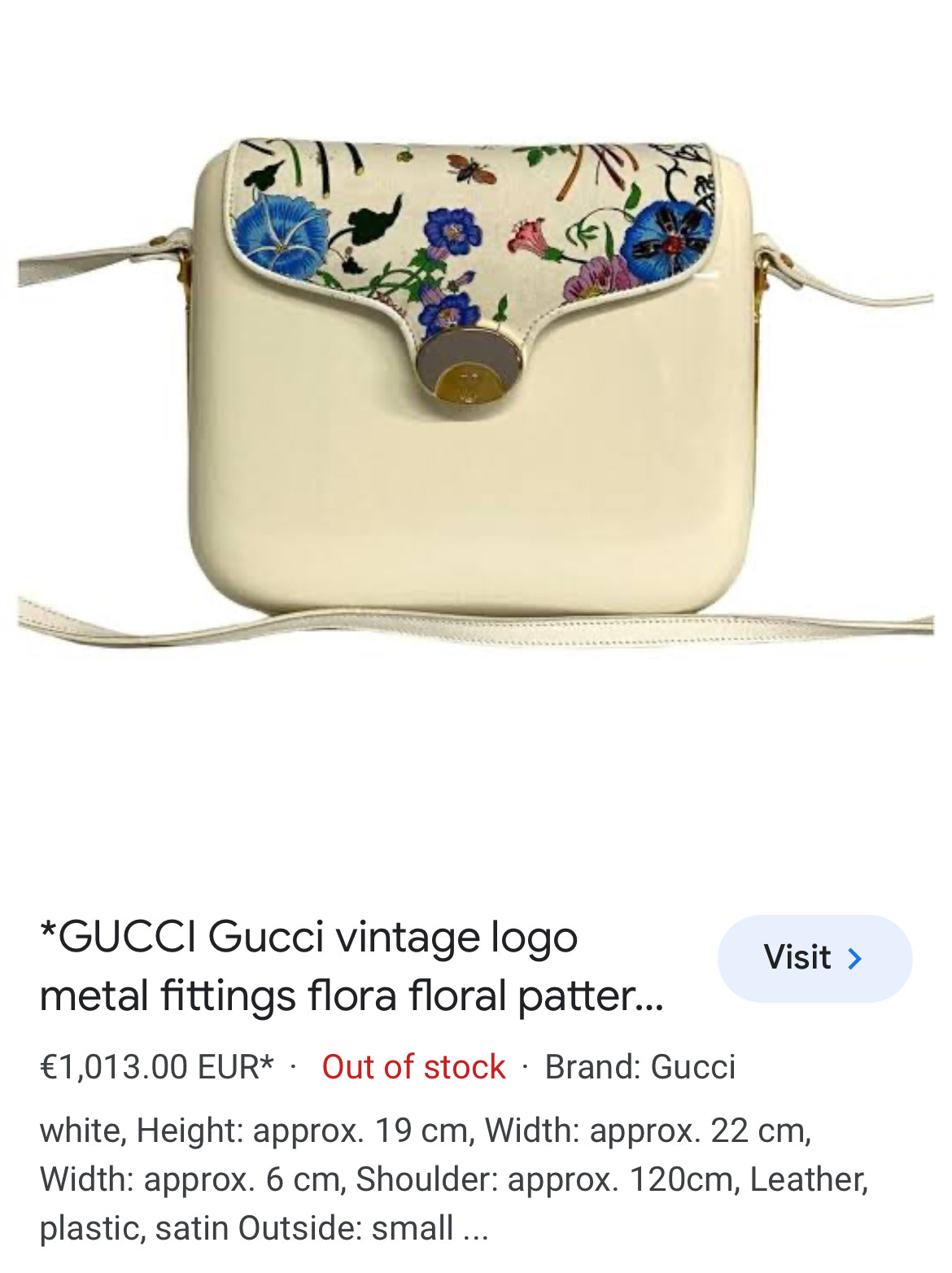 GUCCI ultra rare vintage cream floral detailed handbag