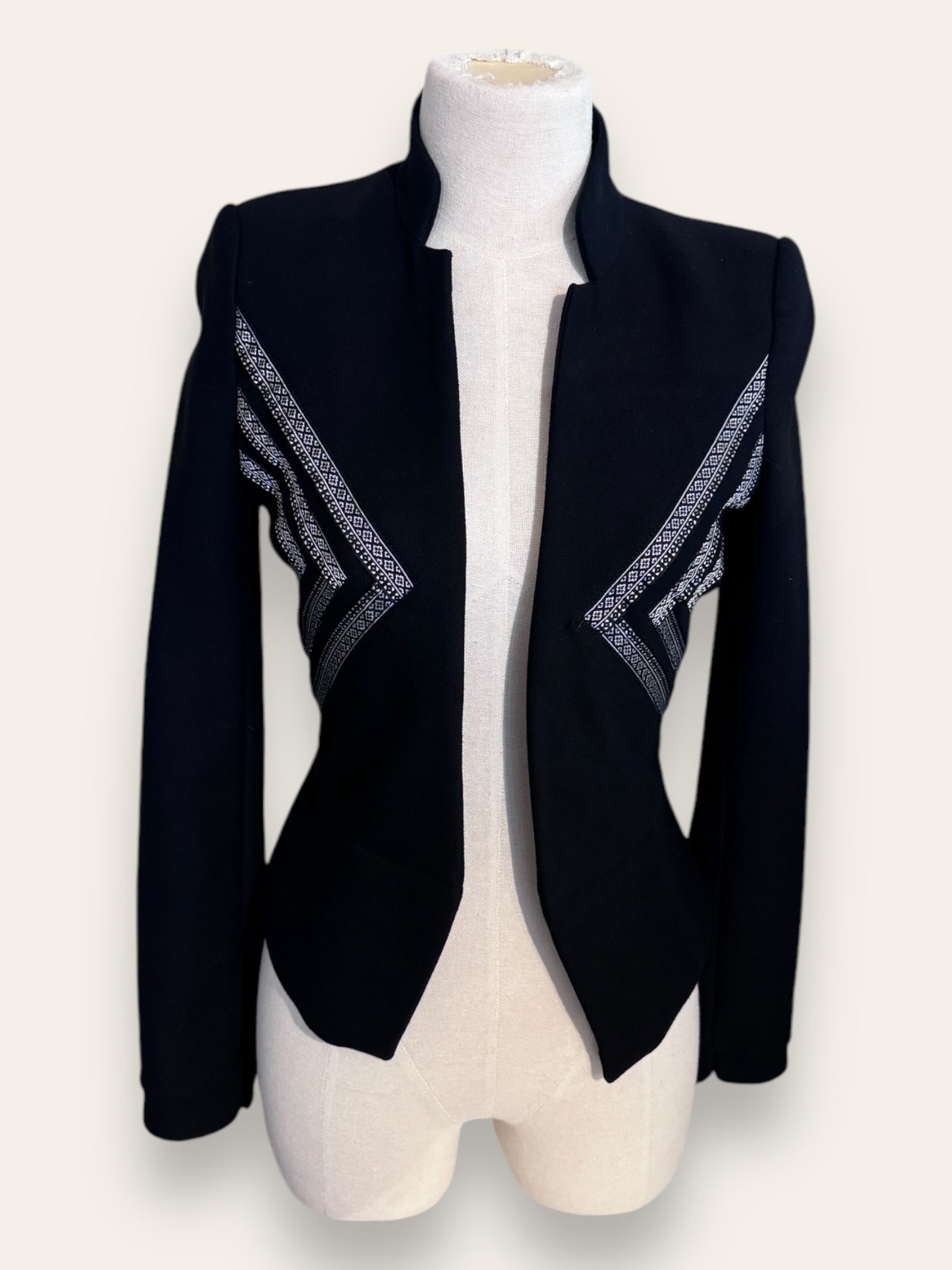 ZARA black w printed detail jacket XS