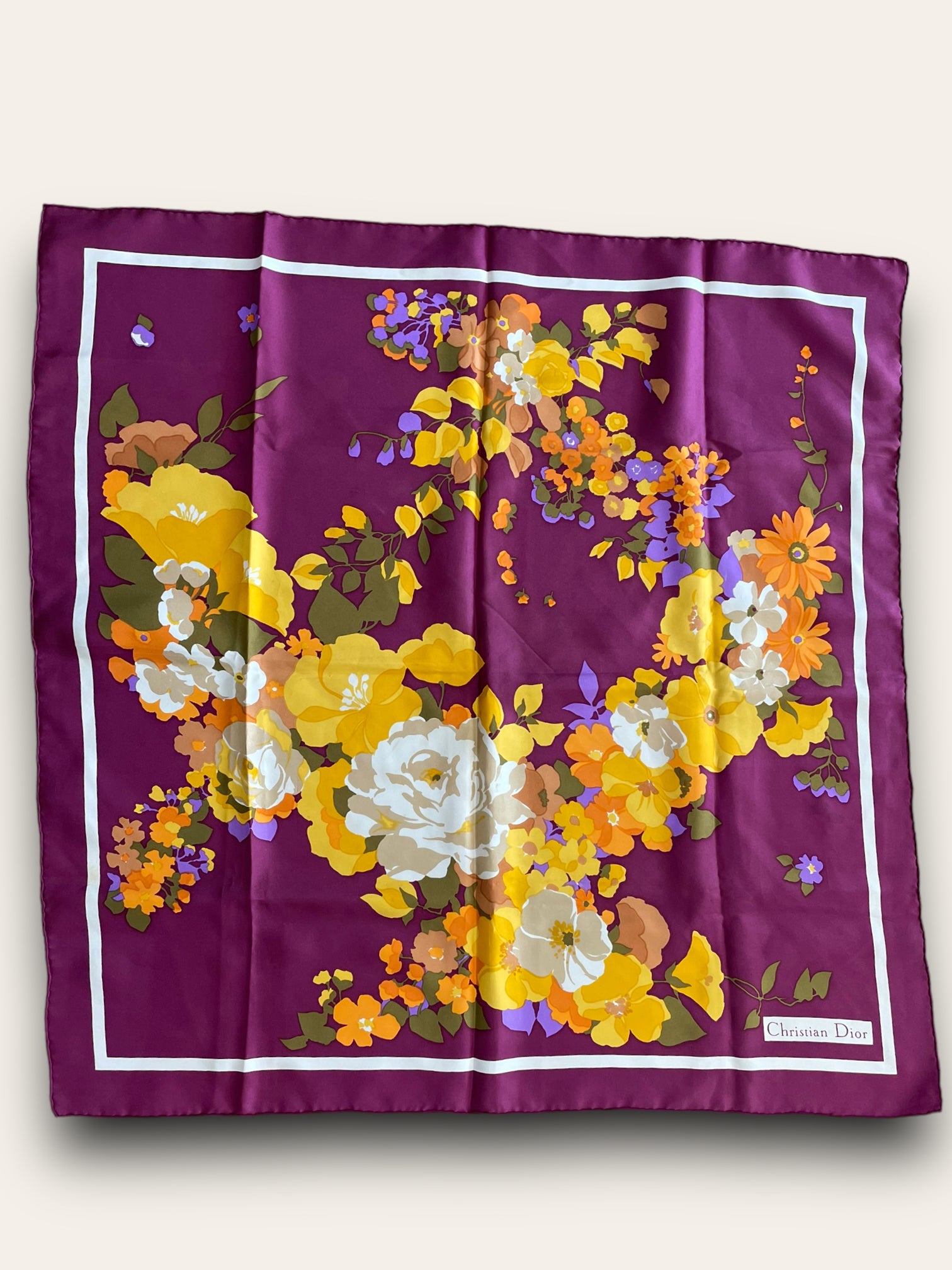 Vintage Christian Dior floral silk scarf