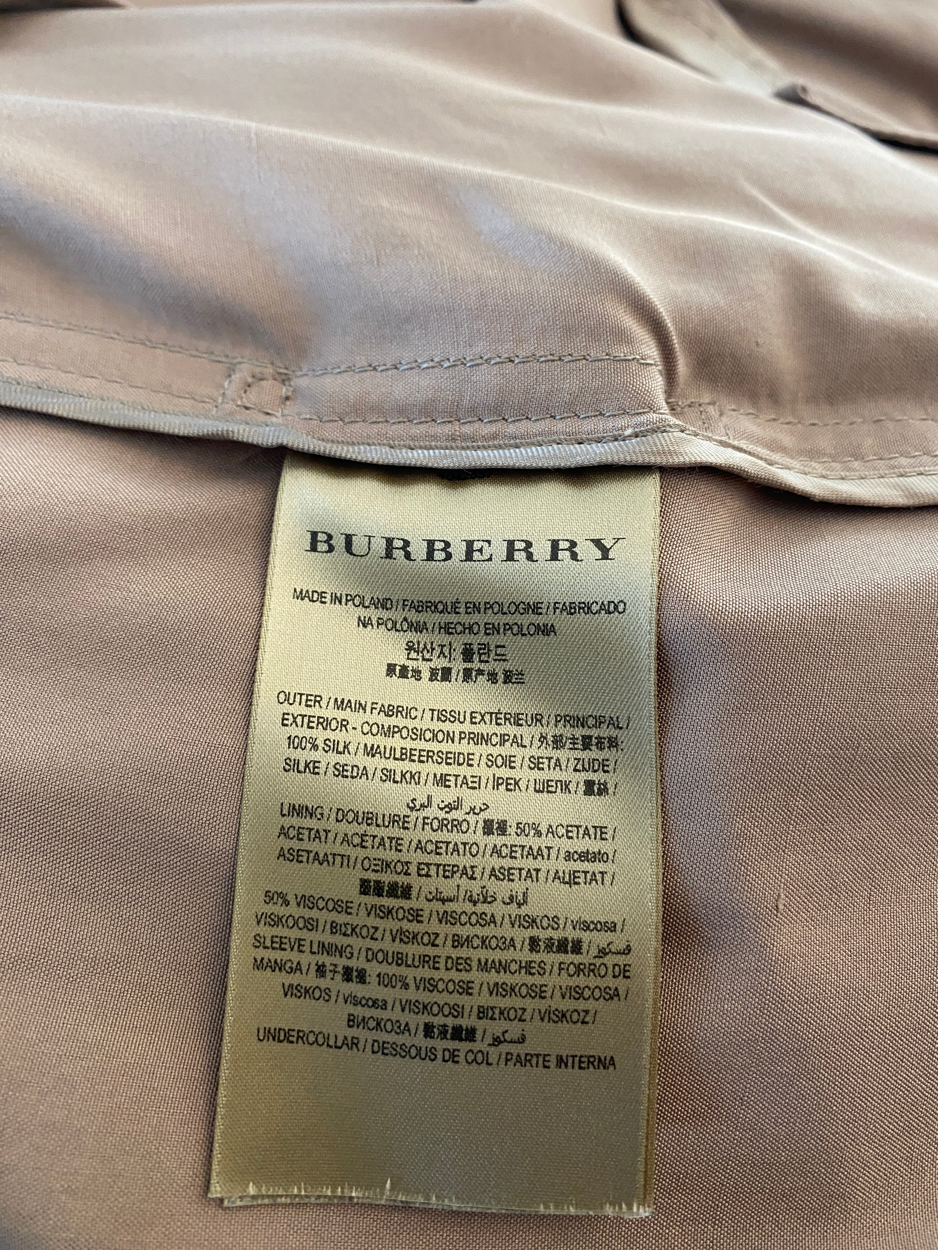 Burberry 100% silk Trench Coat UK12