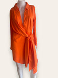 ASOS orange drape shirt mini dress RRP R1,500 size 8