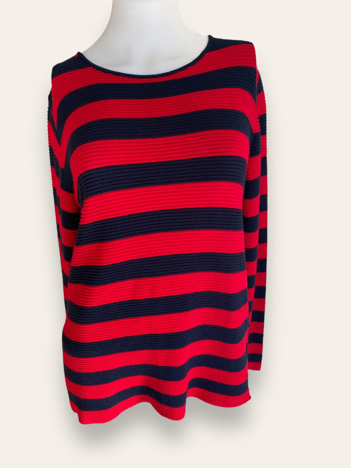 Lisa Campione navy/red knit top 38 (new w tags)