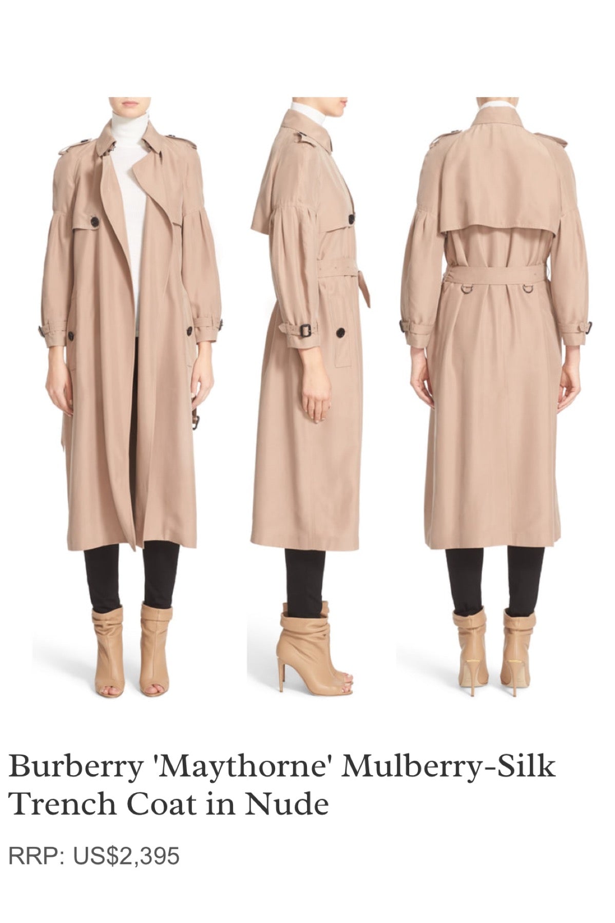 Burberry 100% silk Trench Coat UK12