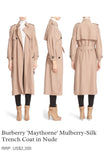 Burberry 100% silk Trench Coat UK12